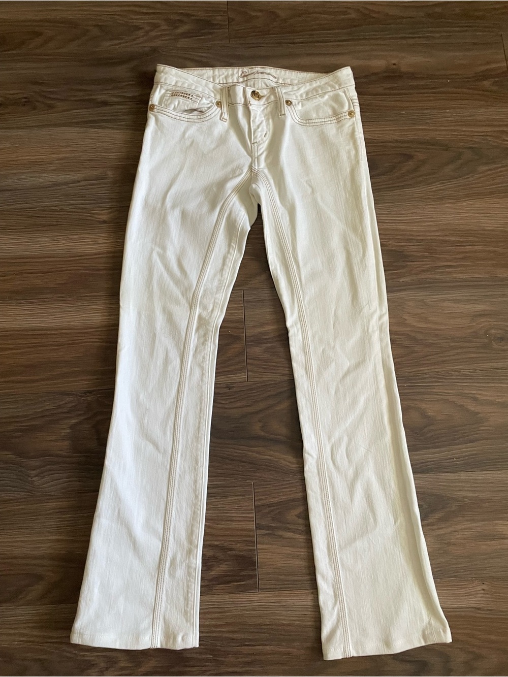 Guess Cream Wide-Leg Jeans with Subtle Stitching